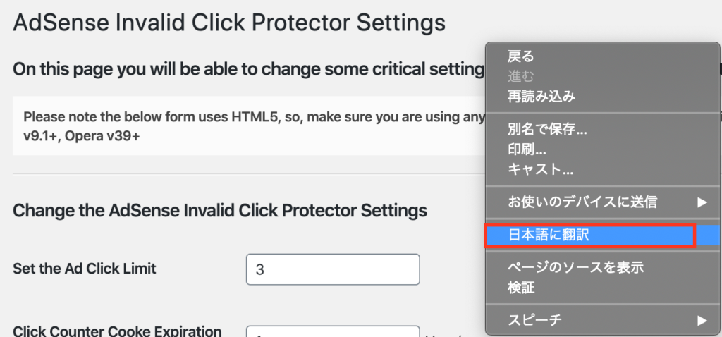 AdSense Invalid Click Protector設定の説明